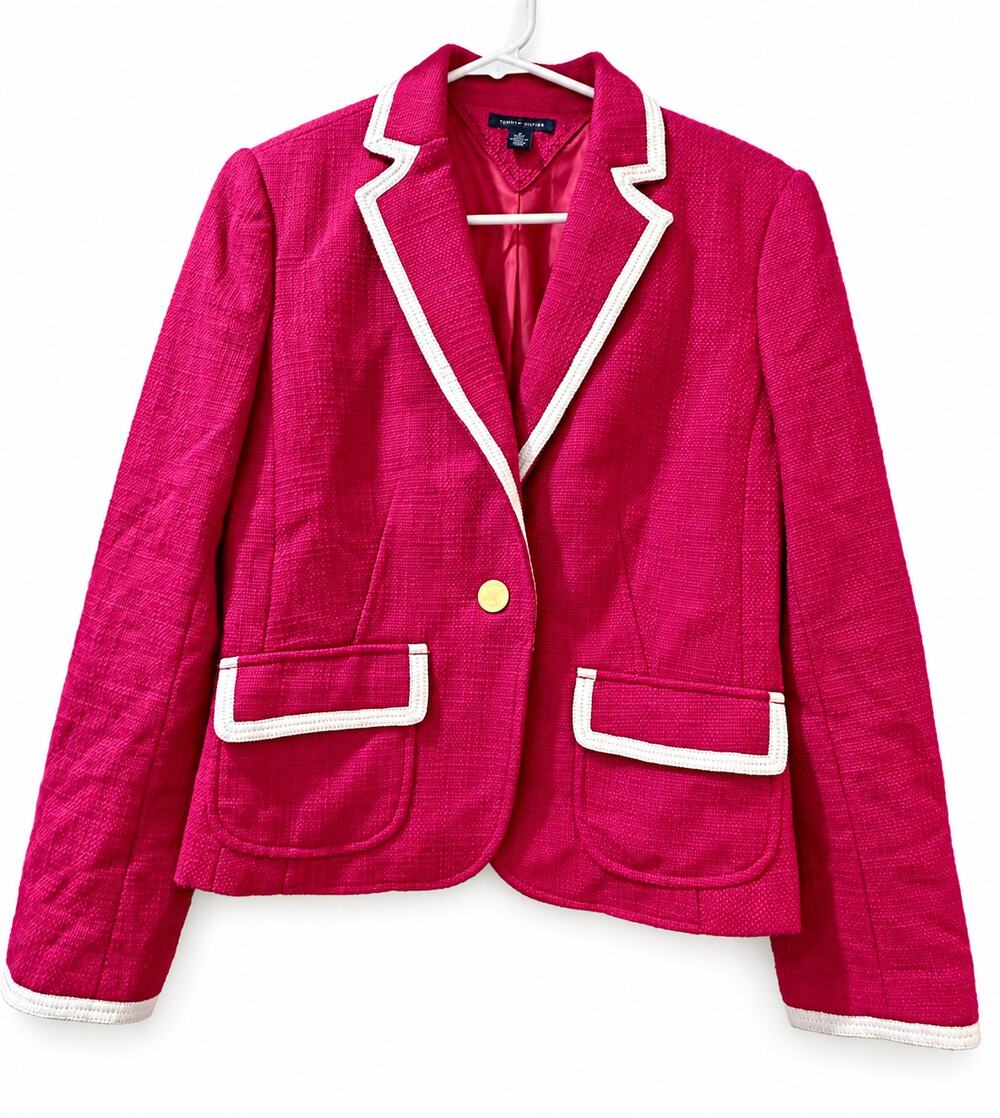 Tommy Hilfiger 2011 Archive Fuchsia Tweed Blazer Women’s M White Trim